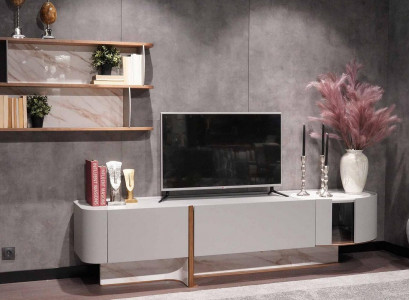 Wohnzimmer Set Luxus Wohnwand TV-Ständer Sideboard Neu Wandregal